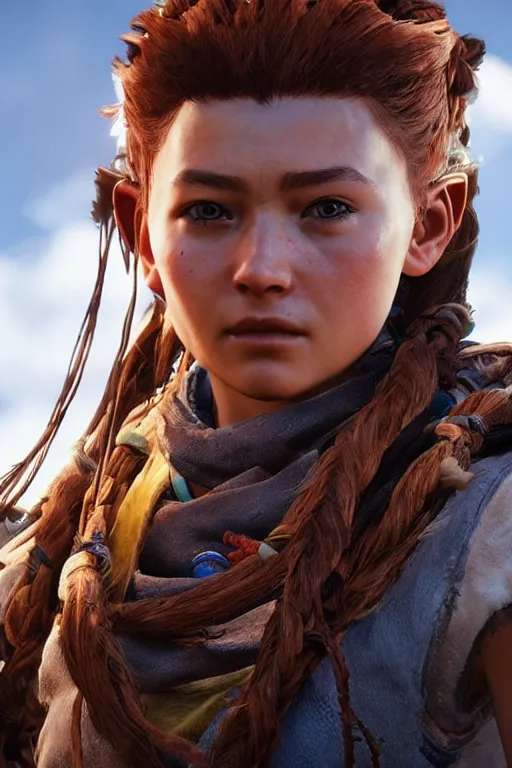 Image similar to a beautiful photo of aloy in horizon forbidden west