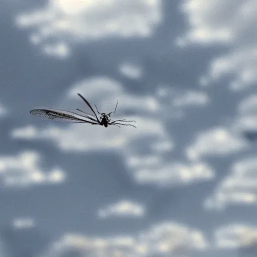 Prompt: ''humanoid insect floating on clouds