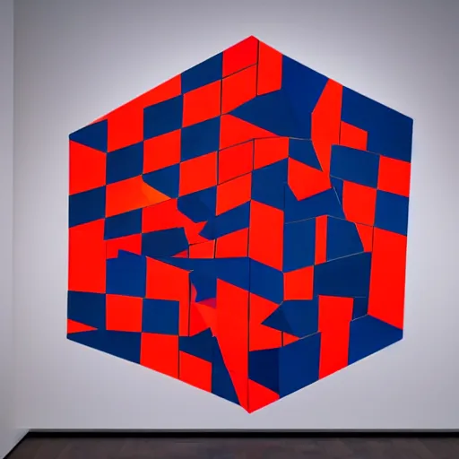 Prompt: sol lewitt : cubic construction : diagonal 4, museum of modern art new york