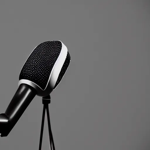 Image similar to a minimal logo of a seagull bird talking to a microphone at a podcast