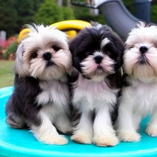 Image similar to 1 0 cute shih tzu puppies in a playground