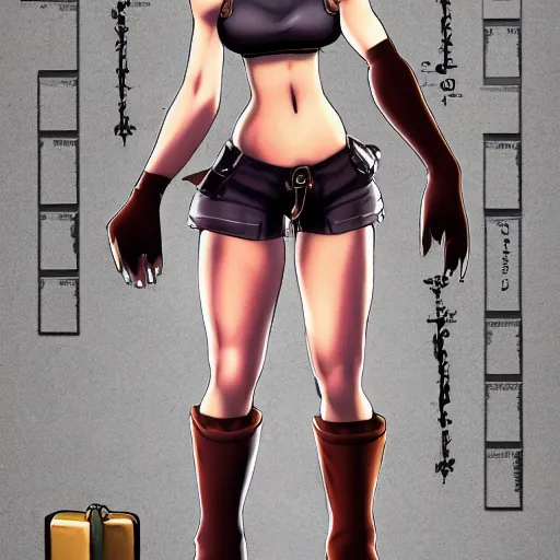 Prompt: character dresses reference sheet of Tifa from FF7