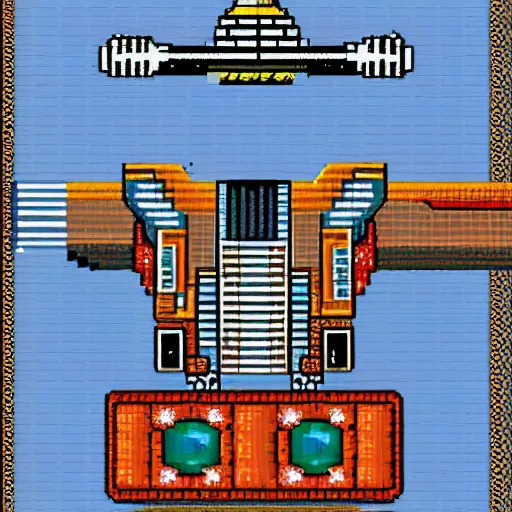 Prompt: gradius game spaceship, pixelart