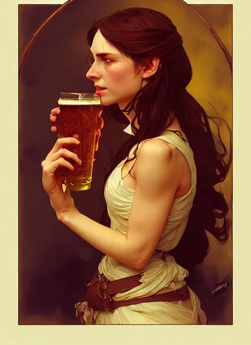 Image similar to a wooden tankard of ale digital painting, artstation, concept art, smooth, sharp focus, illustration, art by artgerm and greg rutkowski and alphonse mucha