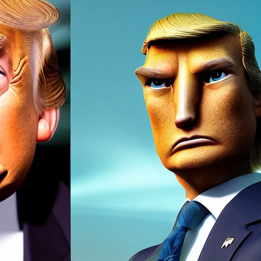 Image similar to donald trump as an avatar, photorealistic, cinematic