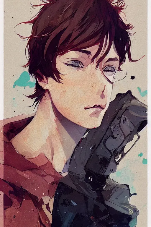 Prompt: young man with short brown hair, by conrad roset, fiona staples and makoto shinkai, featured on artstation