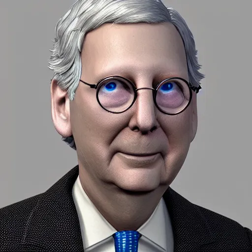 Prompt: mitch mcconnell sticking his head out of a turtle shell, gray hair, jaws, octane render, unreal 5 engine