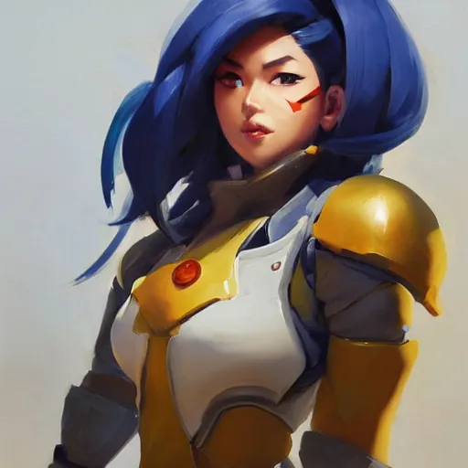 Image similar to greg manchess portrait painting of yuffi kisaragi as overwatch character, medium shot, asymmetrical, profile picture, organic painting, sunny day, matte painting, bold shapes, hard edges, street art, trending on artstation, by huang guangjian and gil elvgren and sachin teng