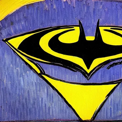 Prompt: Batman painting by Van Gogh