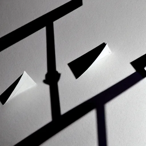 Image similar to a string quartet made of folded paper, 3D shadows,