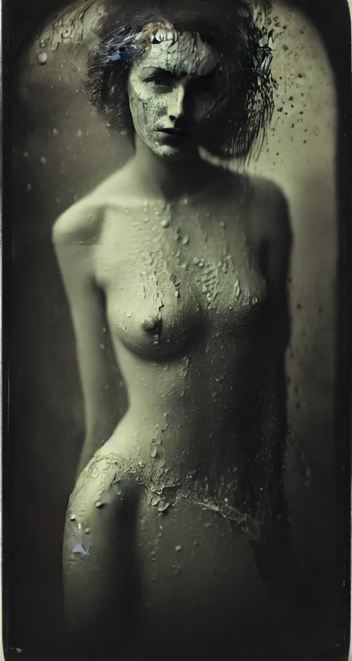 Image similar to a wet plate photograph, a portrait of a strikingly beautiful woman with regal features