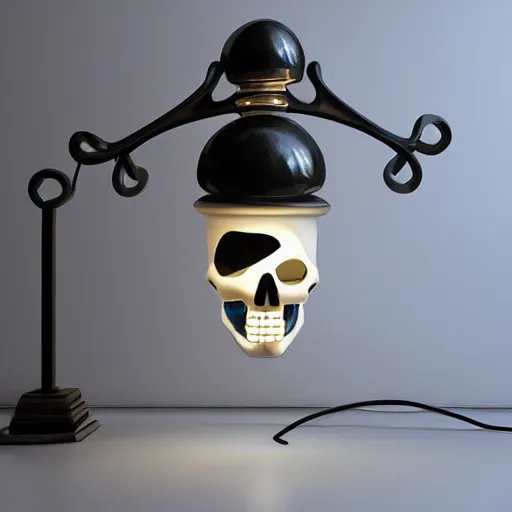 Prompt: skull lamp design, concept design