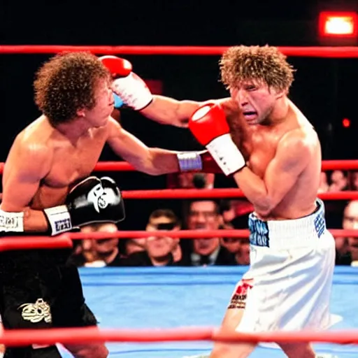 Image similar to ”ESPN photograph of Zack de la Rocha punching Jon Bon Jovi in boxing match, 4k uhd”