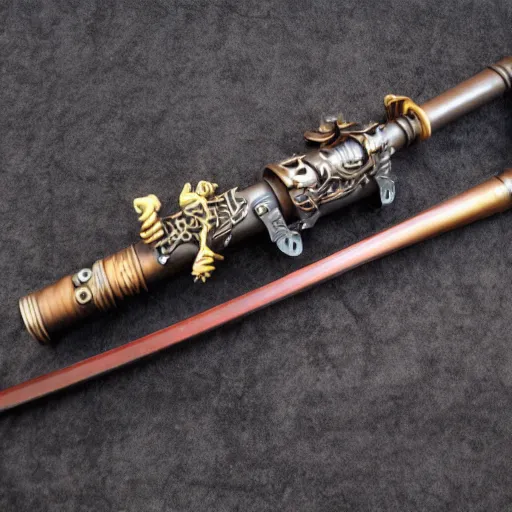 Image similar to steampunk ninja with laser katana