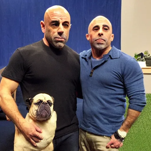 Image similar to Joe Rogan with a dog