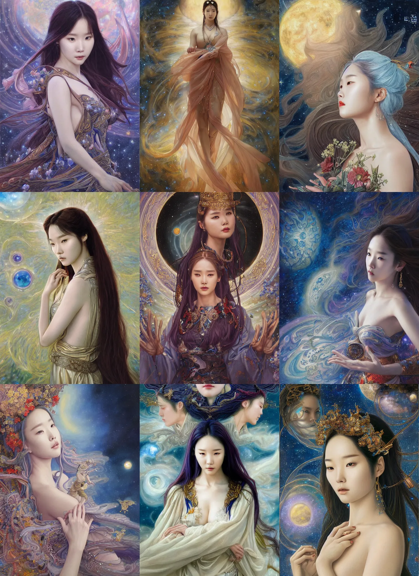 Prompt: lee ji - eun as a alluring celestial by donato giancola and andrew ferez, rule of thirds, seductive look, beautiful, refined, masterpiece