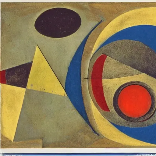 Prompt: an artwork by max ernst and kurt schwitters, mix of geometric and organic shapes, both bright and earth colors