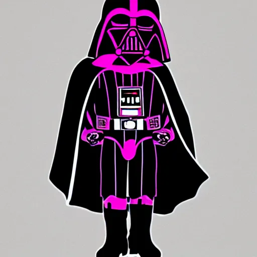 Prompt: darth vader in pink, hello kitty outfit