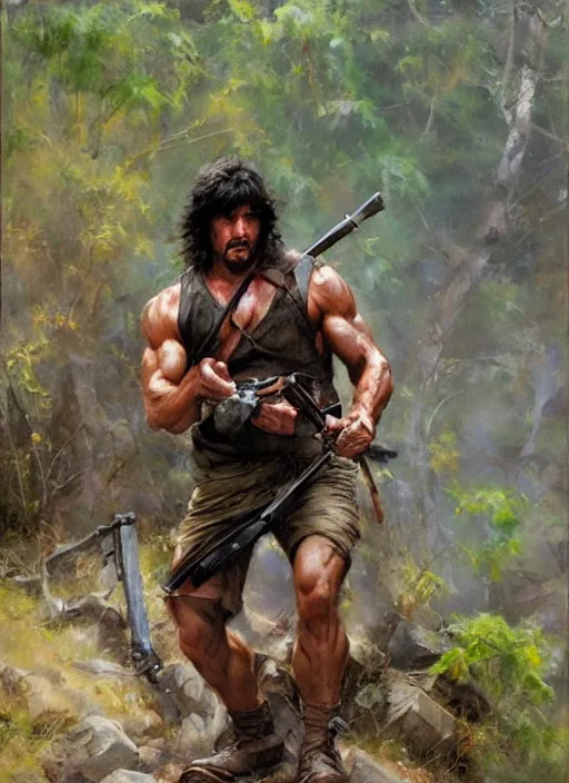 Prompt: john rambo, daniel f. gerhartz