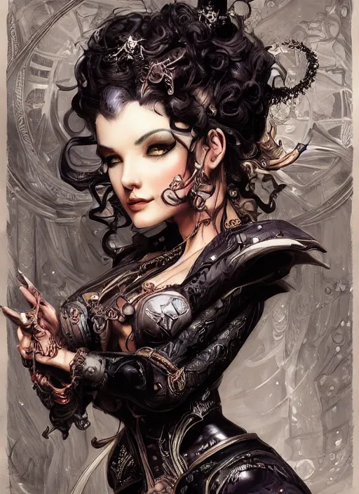 Prompt: front portrait sensual Lady Mechanika with ginger wavy hair, Intricate, Victorian era imagery themed, D&D!, fantasy style, sharp focus!, ultra detailed, art by Artgerm and Peter Andrew Jones, WLUP