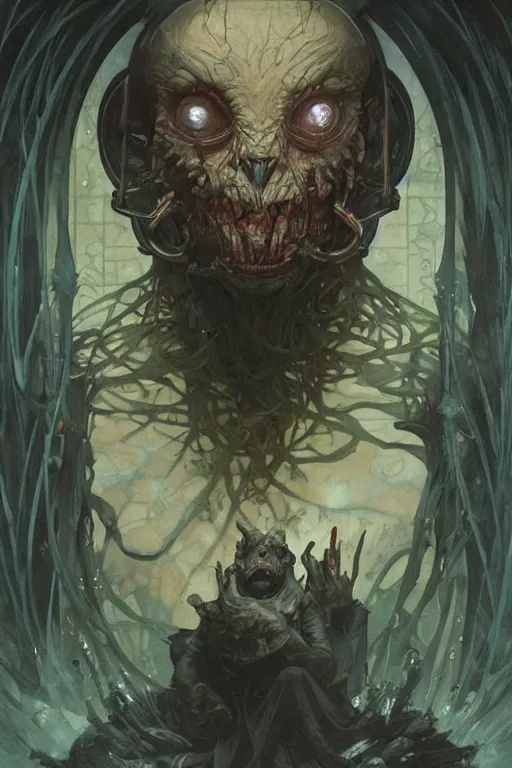 Image similar to a terrifying humanoid rat man lurking the sewers. art by artgerm and greg rutkowski and alphonse mucha and tomacz alen kopera.