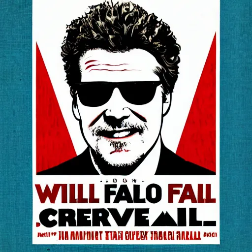 Image similar to will farrell poster by shepard fairey