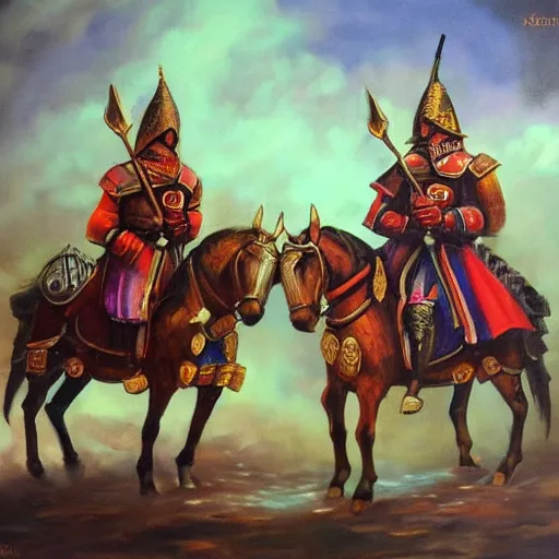 Image similar to spanish regional knights, fantasy, oil on canvas