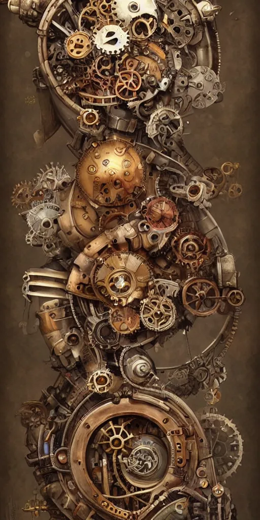 Prompt: machine heart, anatomically correct, cogwheels, mechanical, photorealistic, high detail, steampunk - style by esao andrews, artstation, illustration