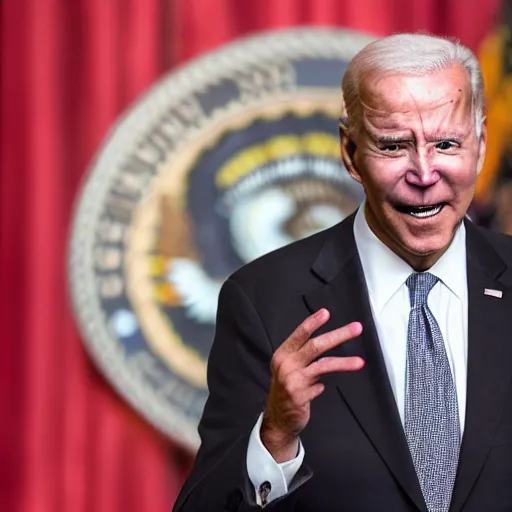 Image similar to terror Doom horror furious glowing red eyes biden