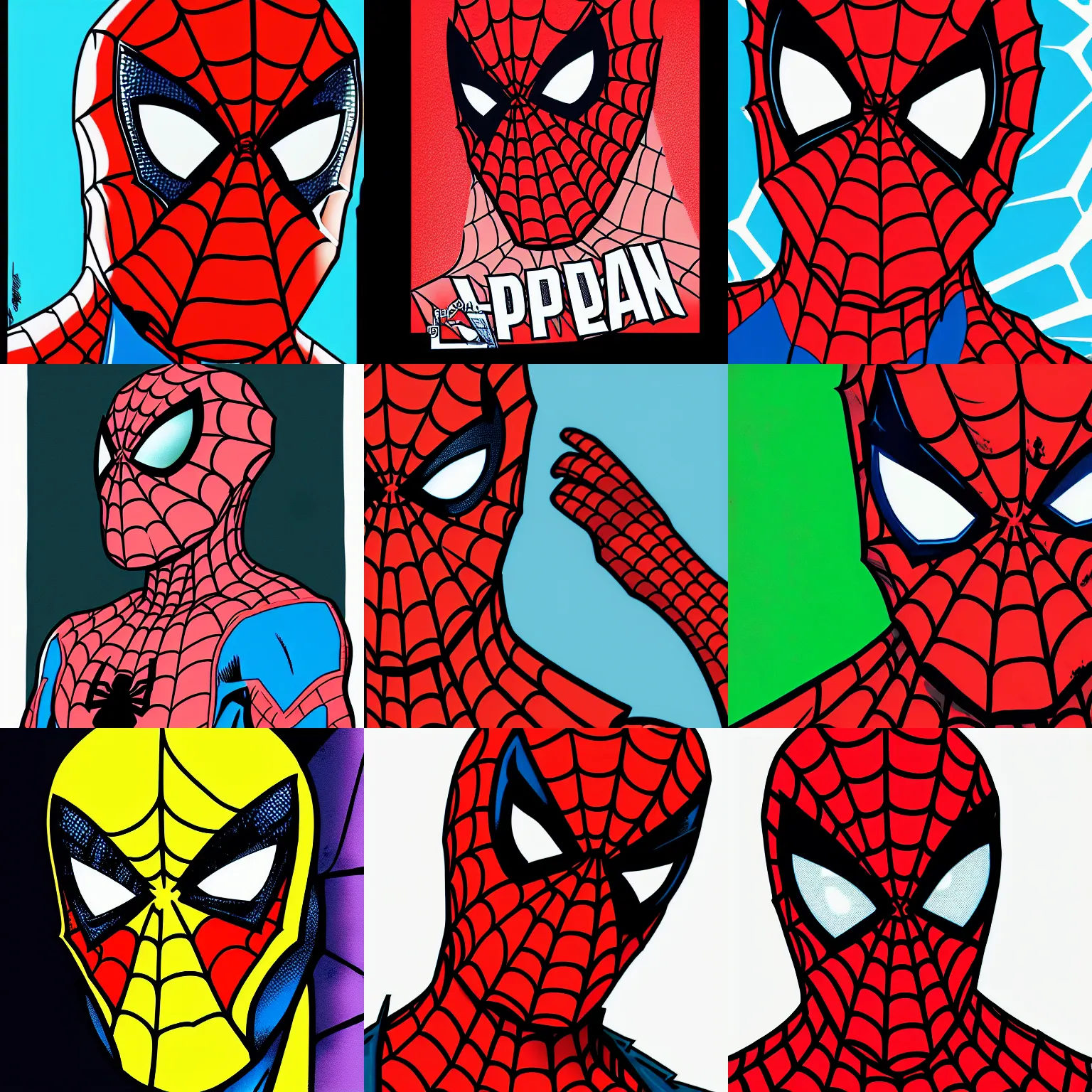 Prompt: close up headshot of spider-man in the style of mcfarlane , comic book color drawing by todd mcfarlane