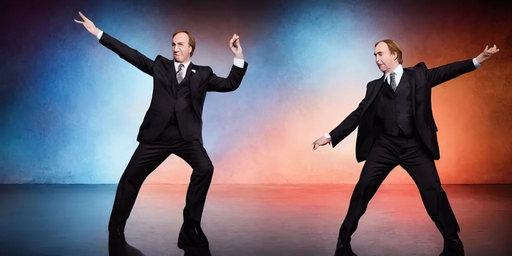 Image similar to a photo of saul goodman dancing, studio photo, beautiful, stunning scene, hdr, award winning photo