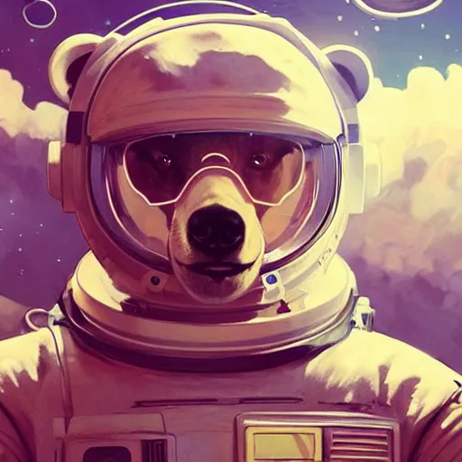 Image similar to a bear in a astronaut suit and walter white, intricate, highly detailed, digital painting, artstation, concept art, smooth, sharp focus, illustration, unreal engine 5, 8 k, art by artgerm and greg rutkowski and alphonse mucha