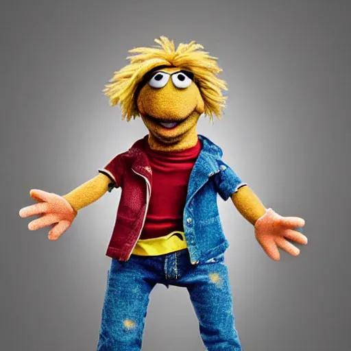 Prompt: famous rock star as a Muppet