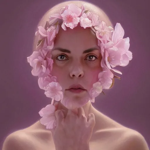 Image similar to pink petals with a ahape of a wonderful aubrey plaza and christina ricci, intricate, elegant, highly detailed, wonderful eyes, sweet, digital painting, artstation, concept art, smooth, sharp focus, illustration, art by artgerm and greg rutkowski and alphonse mucha and william - adolphe bouguereau