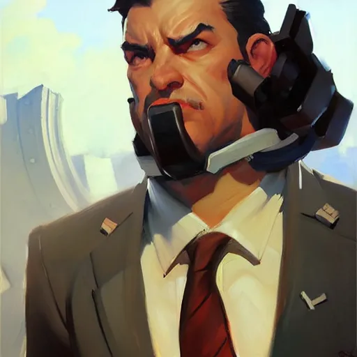 Prompt: greg manchess portrait painting of banker as overwatch character, medium shot, asymmetrical, profile picture, organic painting, sunny day, matte painting, bold shapes, hard edges, street art, trending on artstation, by huang guangjian and gil elvgren and sachin teng