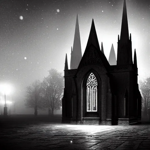 Prompt: victorian church, dark, misty, at night, 8 k, detailed, concept art, trending on artstation