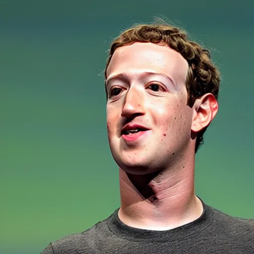 Image similar to mark zuckerberg with a frog on his shoulder