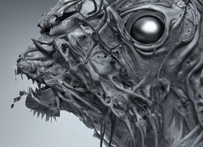 Image similar to a close up of a creepy looking animal, cyberpunk art by ikuo hirayama, zbrush central contest winner, photorealism, zbrush, behance hd, polycount