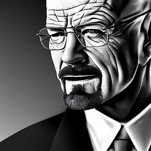 Prompt: Walter White from Breaking bad dying of laughter, cinematic lighting, photorealism,