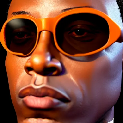 Prompt: wax figure of Dezel Washington as Eli with sunglasses by Madame Tussauds, face closeup, incredible fine facial features, digital painting, Artstation