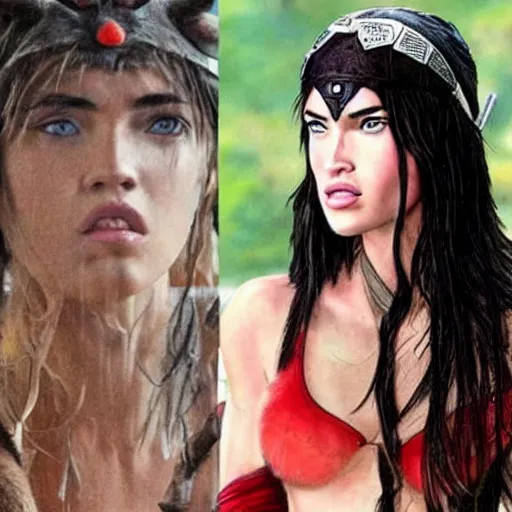 Image similar to megan fox as princess mononoke