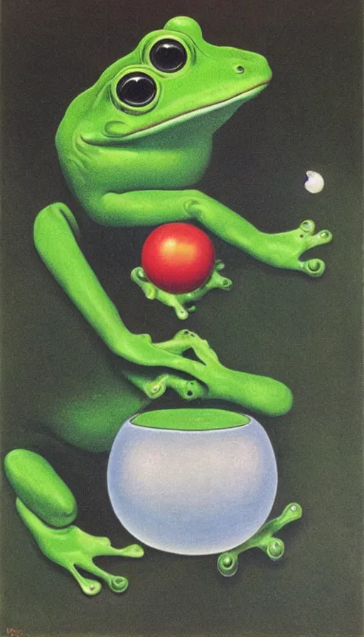 Image similar to cute frog by René Magritte