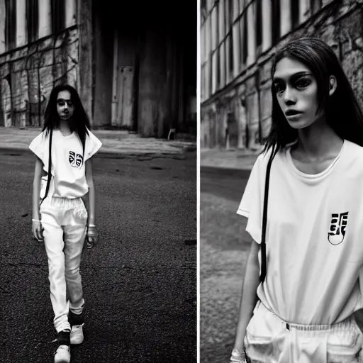 Image similar to vogue fashion photography of model wearing streetwear fashion white clothing, inside berghain, futuristic fashion, photo 3 5 mm leica, hyperdetail, 8 k, very detailed