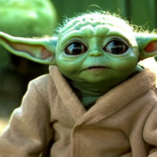 Image similar to a film still of baby yoda's son as a baby in star wars realistic, detailed