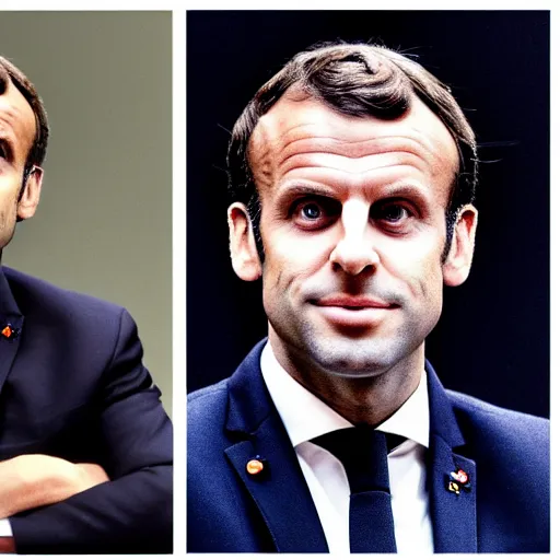 Image similar to portrait of emmanuel macron has a comic character