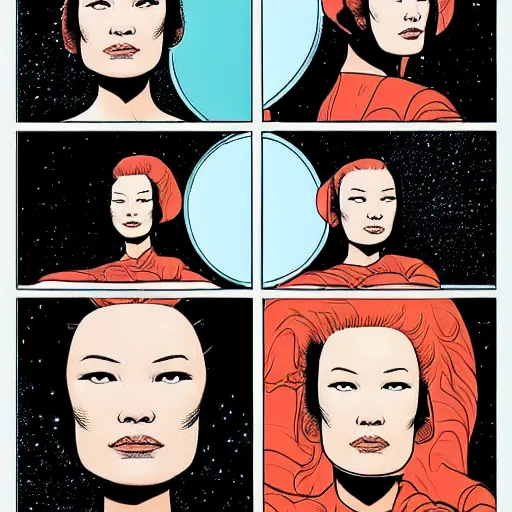 Image similar to lucy liu retro minimalist portrait moebius starwatcher comic by jean giraud, 8 k