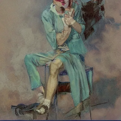 Image similar to clowncore pastel punk young hospital nurse wearing stylish uniform. detailed, portrait, 8 k, artwork by jean - baptiste monge