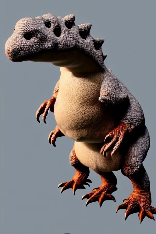 Image similar to high quality 3 d render hyperrealist very cute fluffy dinosaur, vray, smooth in the background, artstation