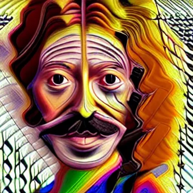 Image similar to portrait of a uncanny artist by Chor Boogie and Salvador Dali collaboration, digital art, mix of aesthetics, close up, high details