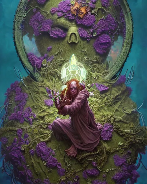 Image similar to the platonic ideal of flowers, rotting, insects and praying of cletus kasady carnage thanos dementor wild hunt doctor doom chtulu mandelbulb mandala ponyo bioshock davinci heavy rain, d & d, fantasy, ego death, decay, dmt, art by artgerm and greg rutkowski and alphonse mucha